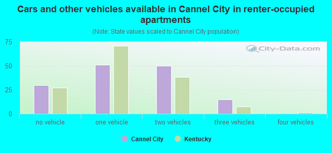 Cars and other vehicles available in Cannel City in renter-occupied apartments