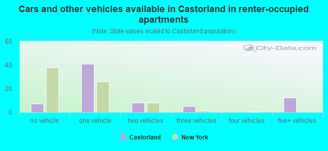 Cars and other vehicles available in Castorland in renter-occupied apartments