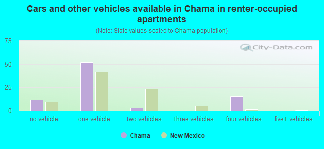 Cars and other vehicles available in Chama in renter-occupied apartments