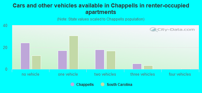 Cars and other vehicles available in Chappells in renter-occupied apartments