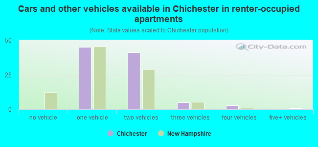 Cars and other vehicles available in Chichester in renter-occupied apartments