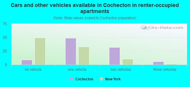 Cars and other vehicles available in Cochecton in renter-occupied apartments