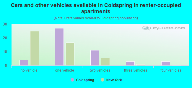 Cars and other vehicles available in Coldspring in renter-occupied apartments