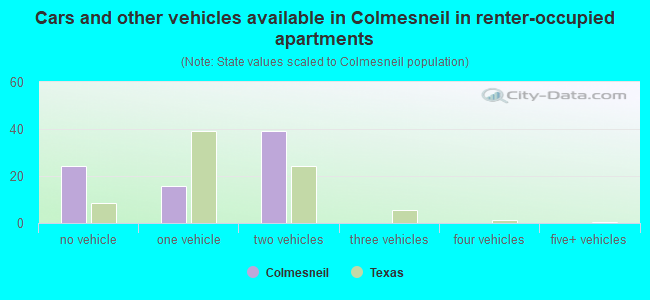 Cars and other vehicles available in Colmesneil in renter-occupied apartments