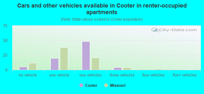 Cars and other vehicles available in Cooter in renter-occupied apartments