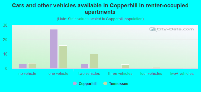 Cars and other vehicles available in Copperhill in renter-occupied apartments