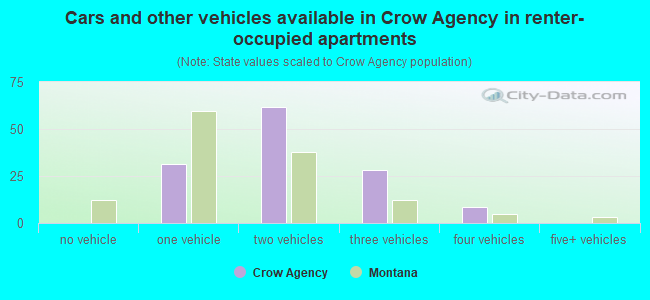 Cars and other vehicles available in Crow Agency in renter-occupied apartments