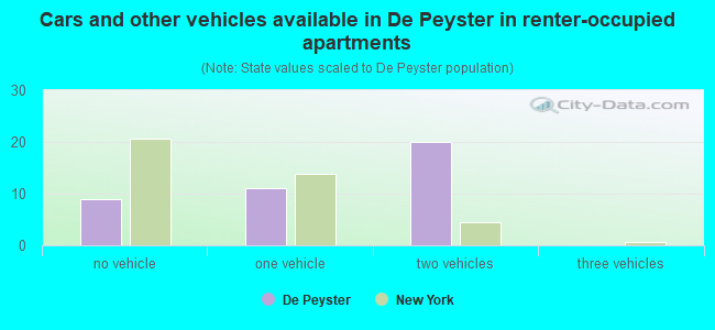 Cars and other vehicles available in De Peyster in renter-occupied apartments