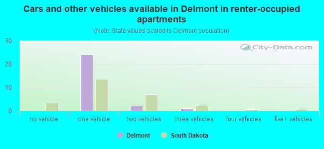 Cars and other vehicles available in Delmont in renter-occupied apartments