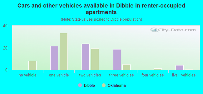 Cars and other vehicles available in Dibble in renter-occupied apartments