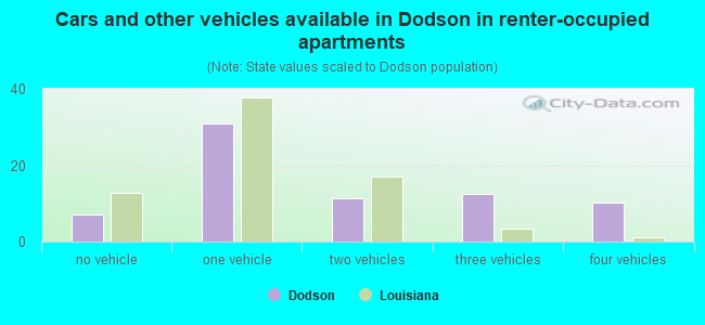 Cars and other vehicles available in Dodson in renter-occupied apartments