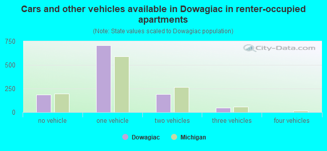 Cars and other vehicles available in Dowagiac in renter-occupied apartments