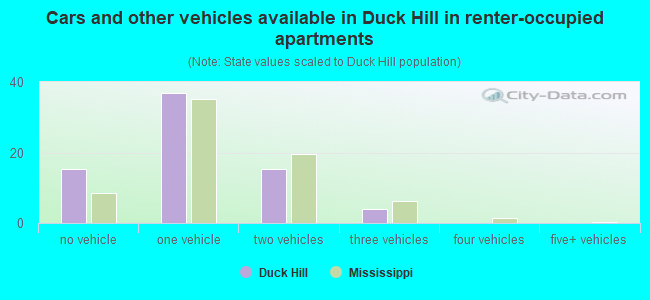 Cars and other vehicles available in Duck Hill in renter-occupied apartments
