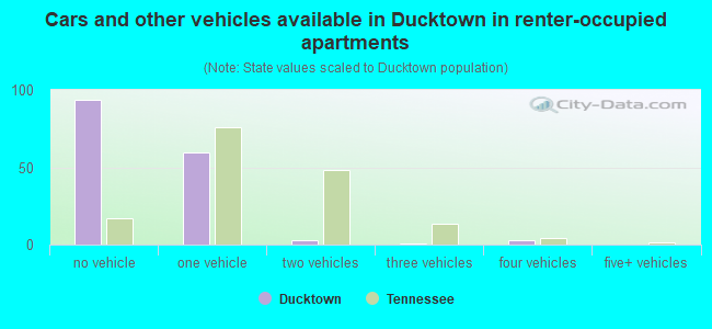 Cars and other vehicles available in Ducktown in renter-occupied apartments