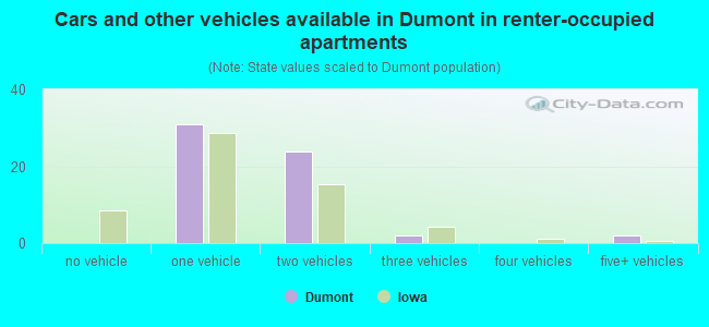 Cars and other vehicles available in Dumont in renter-occupied apartments