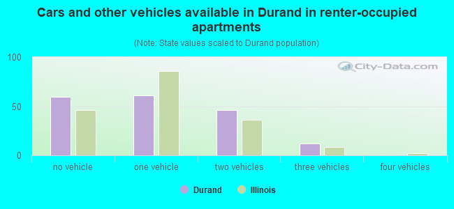 Cars and other vehicles available in Durand in renter-occupied apartments