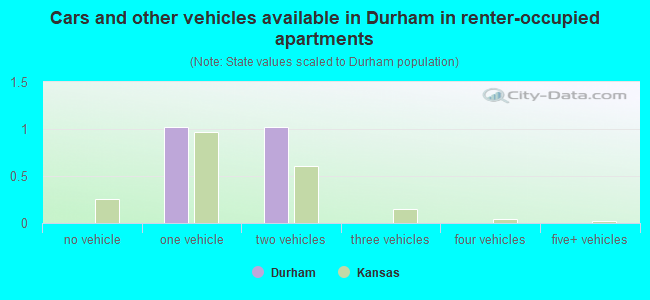 Cars and other vehicles available in Durham in renter-occupied apartments