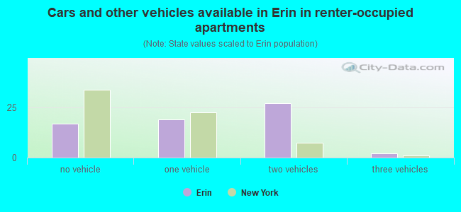 Cars and other vehicles available in Erin in renter-occupied apartments