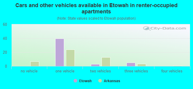 Cars and other vehicles available in Etowah in renter-occupied apartments