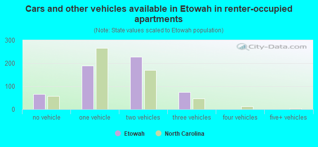 Cars and other vehicles available in Etowah in renter-occupied apartments