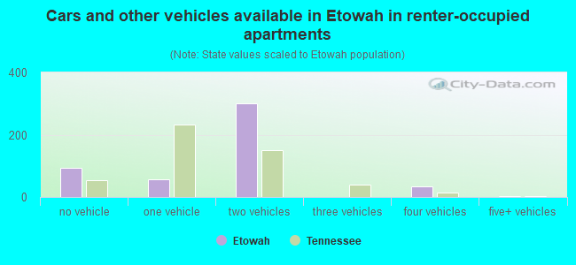 Cars and other vehicles available in Etowah in renter-occupied apartments