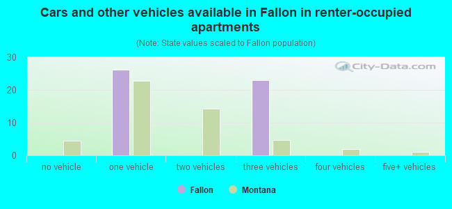 Cars and other vehicles available in Fallon in renter-occupied apartments