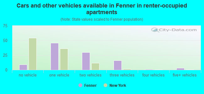 Cars and other vehicles available in Fenner in renter-occupied apartments