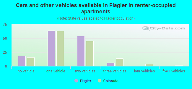 Cars and other vehicles available in Flagler in renter-occupied apartments