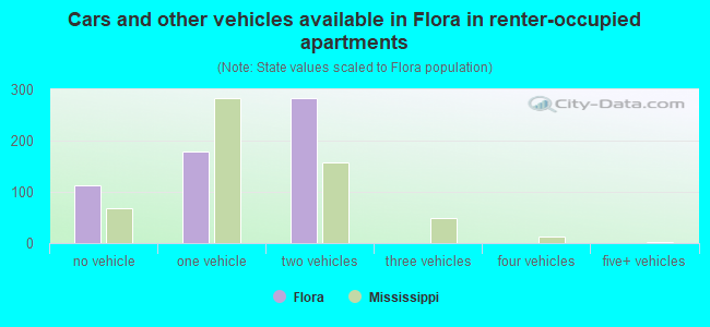 Cars and other vehicles available in Flora in renter-occupied apartments