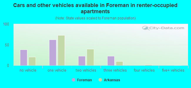 Cars and other vehicles available in Foreman in renter-occupied apartments