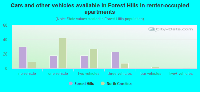 Cars and other vehicles available in Forest Hills in renter-occupied apartments