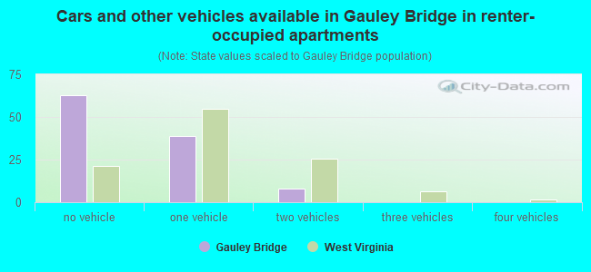 Cars and other vehicles available in Gauley Bridge in renter-occupied apartments