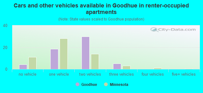 Cars and other vehicles available in Goodhue in renter-occupied apartments