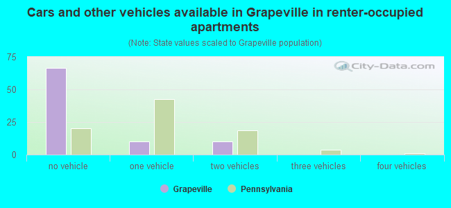 Cars and other vehicles available in Grapeville in renter-occupied apartments