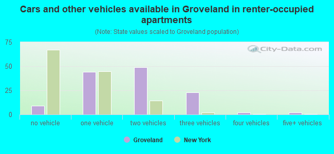 Cars and other vehicles available in Groveland in renter-occupied apartments