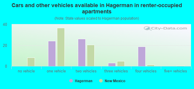 Cars and other vehicles available in Hagerman in renter-occupied apartments