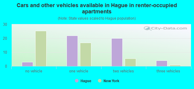 Cars and other vehicles available in Hague in renter-occupied apartments