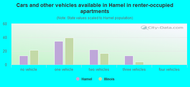 Cars and other vehicles available in Hamel in renter-occupied apartments