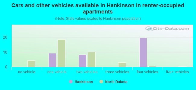 Cars and other vehicles available in Hankinson in renter-occupied apartments