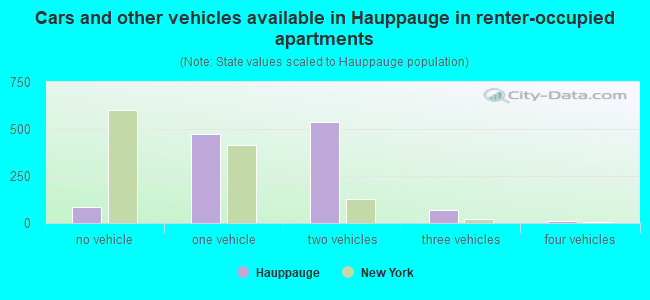 Cars and other vehicles available in Hauppauge in renter-occupied apartments