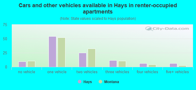 Cars and other vehicles available in Hays in renter-occupied apartments