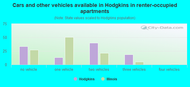 Cars and other vehicles available in Hodgkins in renter-occupied apartments