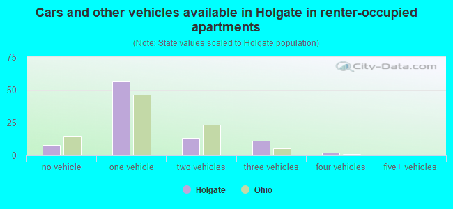 Cars and other vehicles available in Holgate in renter-occupied apartments
