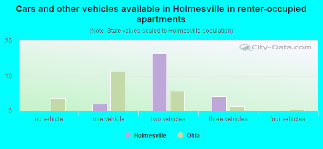 Cars and other vehicles available in Holmesville in renter-occupied apartments