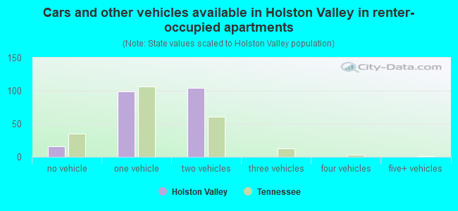 Cars and other vehicles available in Holston Valley in renter-occupied apartments