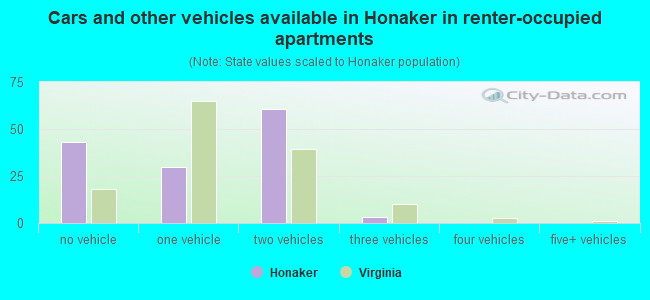 Cars and other vehicles available in Honaker in renter-occupied apartments