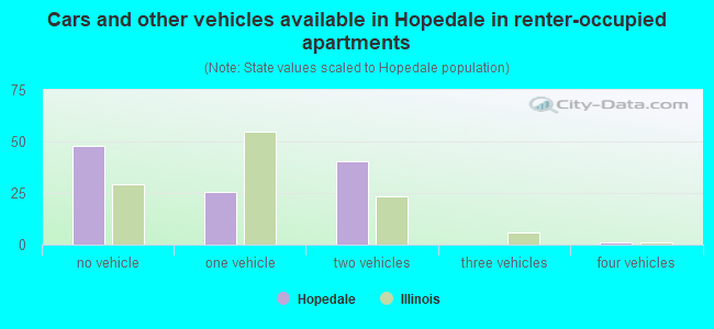 Cars and other vehicles available in Hopedale in renter-occupied apartments