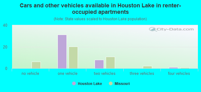 Cars and other vehicles available in Houston Lake in renter-occupied apartments