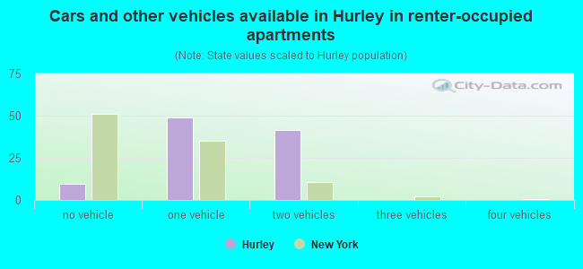 Cars and other vehicles available in Hurley in renter-occupied apartments