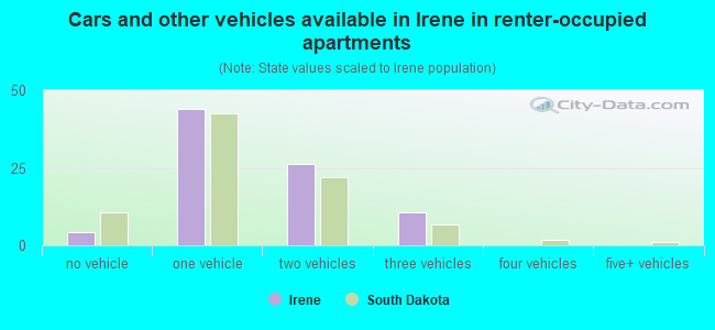 Cars and other vehicles available in Irene in renter-occupied apartments